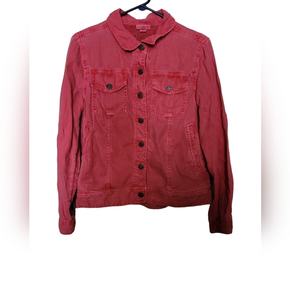 Sundance women's dark pink button-up shirt jacket small 100% linen